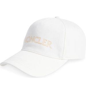 🏔MONCLER🇫🇷 Logo Hollow Text Ladies Baseball Cap ‘22- Natural/White- NWT- $265